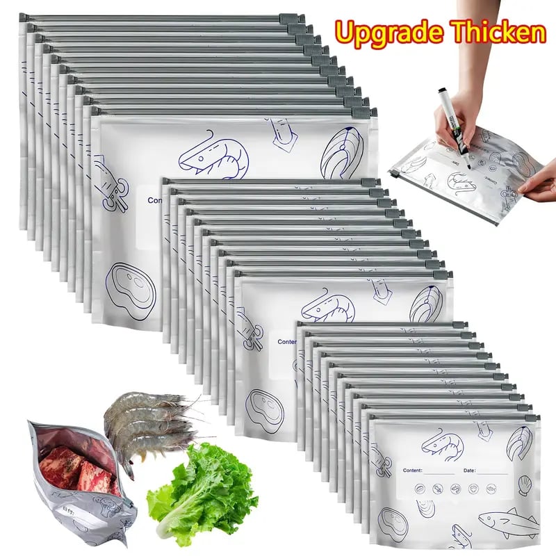 π₯ 2026 New | 60% OFF Today! π₯ 30pcs Reusable Vacuum Zip Foil Food Storage Bags